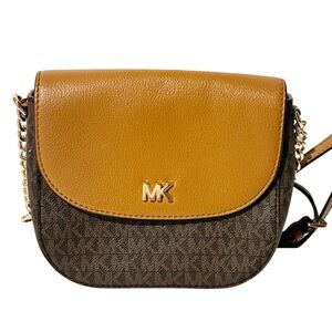Michael Kors Half Dome Crossbody Purse Brown Acorn Chain Crossbody